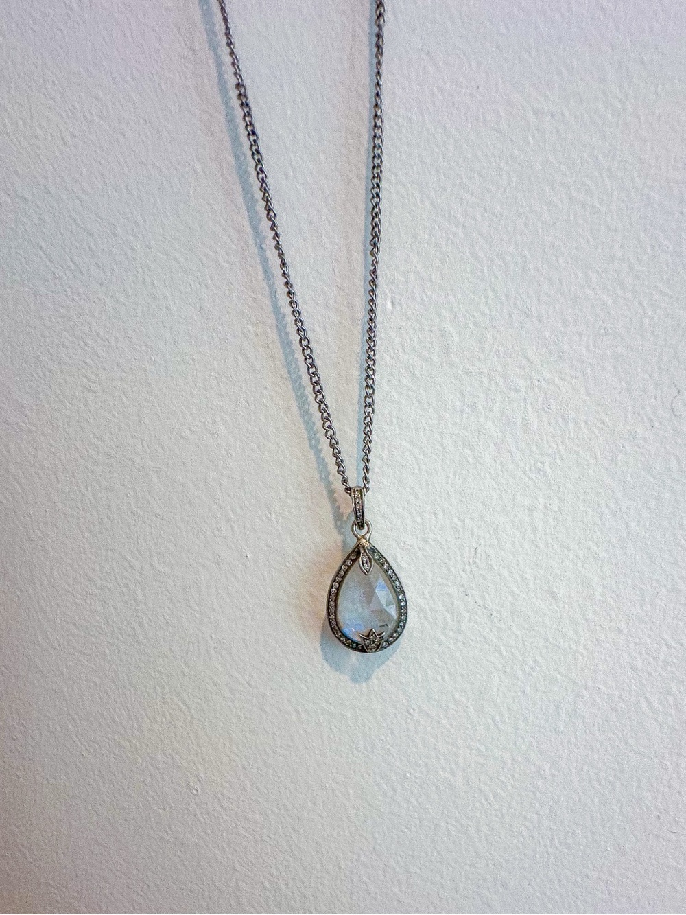 Moonstone and Champagne Diamond Pendant
